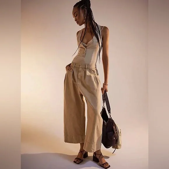 FREE PEOPLE Sweet Talk Chino Pants in Croissant Tan Size 6 - Picture 2 of 12